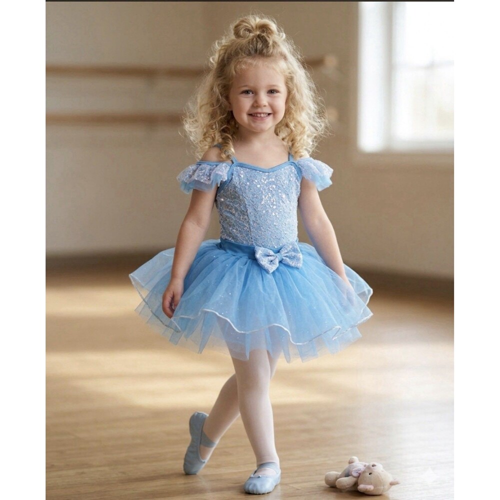 Gracie Girls Flutter Sleeve Tutu Dress Size SC SMALL CHILD